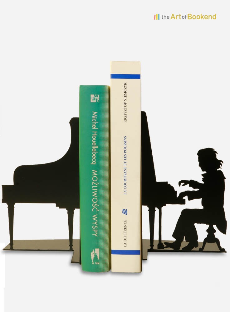 Magnifique paire de serre-livres Ludwig van Beethoven a son piano. Hauteur 19 cm