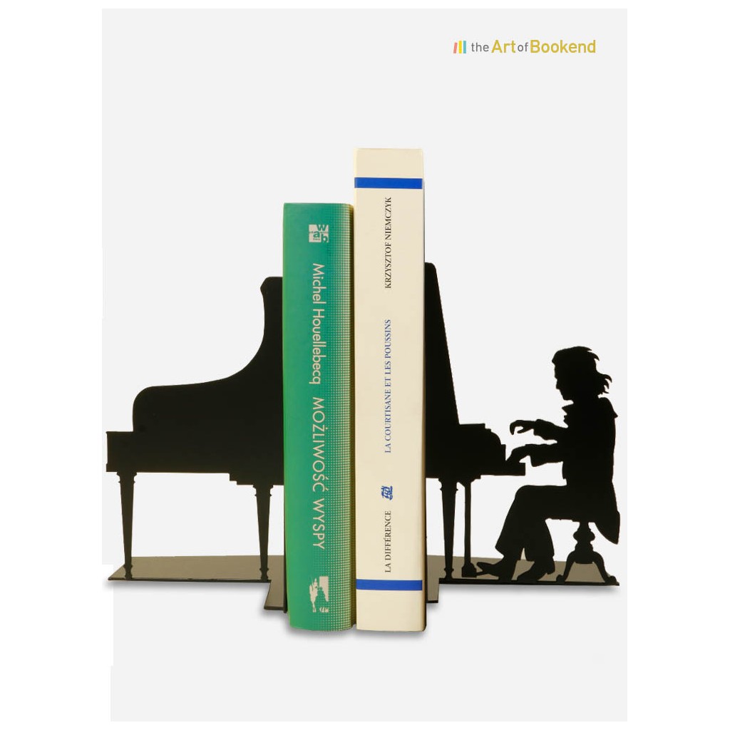 The set of bookends Ludwig van Beethoven on his piano. Height 19 cm. Steel laser cut