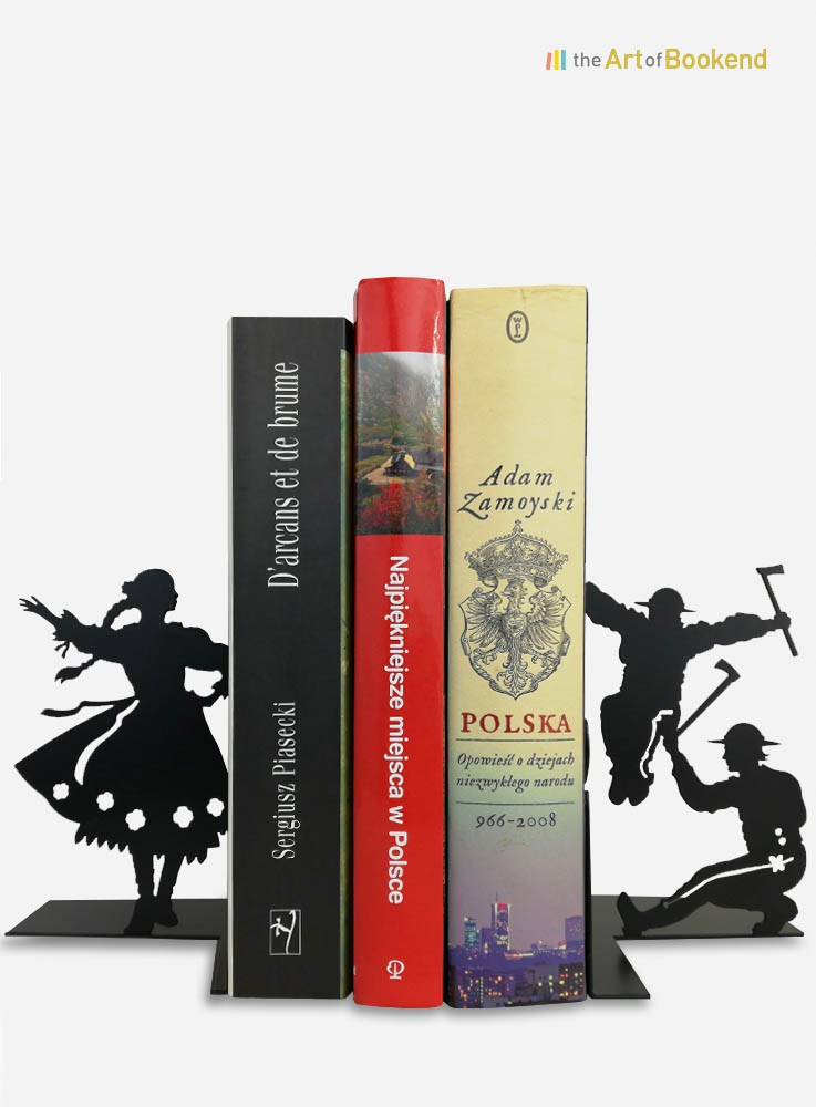 Serre-livres Górale sur le thème du folklore polonais des montagnards des Tatras. Hauteur 19 cm