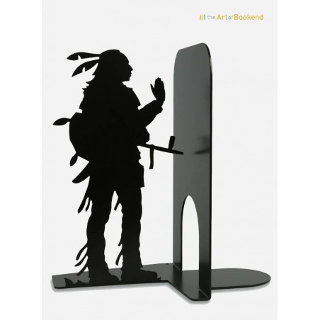 The  bookend Native American Sioux. Height 19 cm. Metal bookend made in European Union