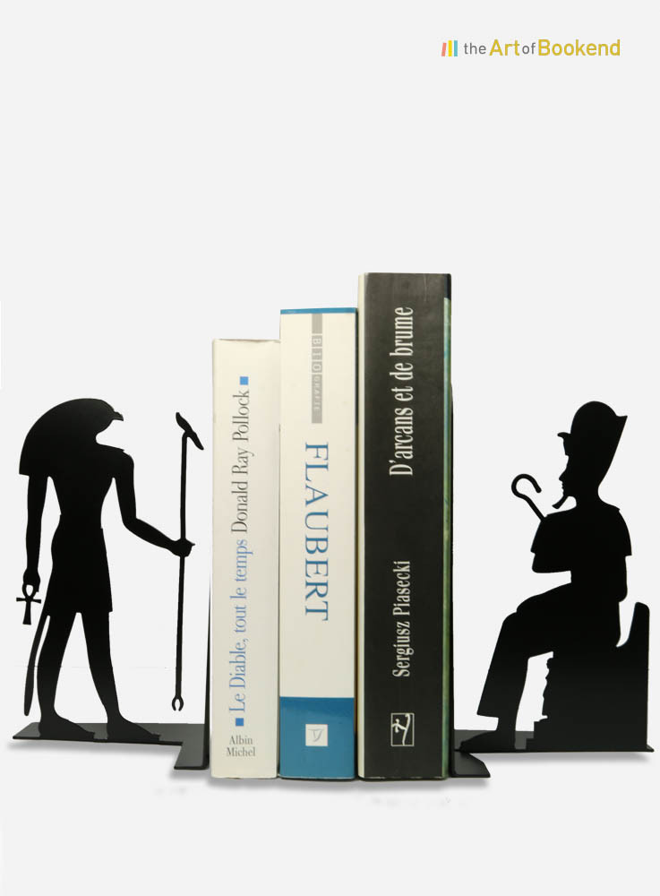 Bookends Ramses II and God Horus. Height 19 cm