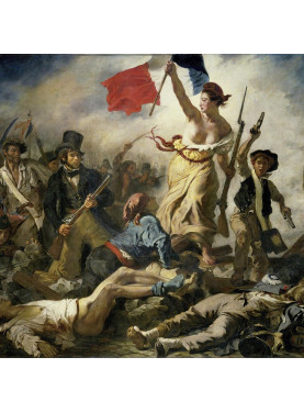Tableau de la Liberté guidant le peuple d'après Eugène Delacroix et présenté au musée du Louvre.